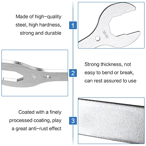 Llave Inglesa para Bicicleta 30/32/36/40mm 1 Pcs Llaves de Doble Boca Antióxido, Herramienta de Reparación de Llave de Pedal para Auriculares, Llave de Conos para Eje de Pedalier Scooter de Bicicleta
