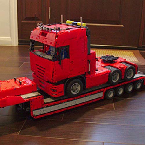 Loads Modelo de camión teledirigido con remolque, tecnología de control remoto para camiones, piezas de construcción con motores, 7866 piezas compatibles con la técnica Lego.