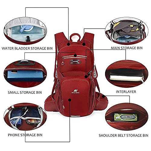 Local Lion 18L/12L Mochilas de Ciclismo hidratacion de Deportes al Aire Libre de Senderismo Excursion Multifuncional Nylon para Unisex (Rojo-12L)