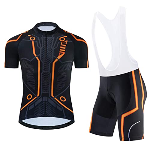 logas Hombres Ciclismo Traje de manga corta Ciclismo Jersey Mens Mtb Top y acolchado Bib Shorts Ciclismo Sets para hombres