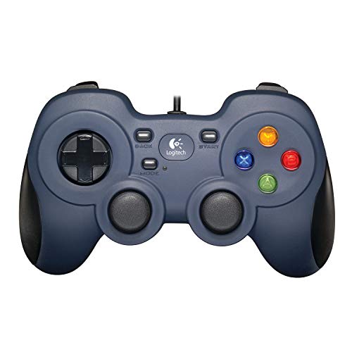 Logitech F310 Gamepad con Cable, Distribución Tipo Consola, Mando de Dirección 4 Conmutadores, Comodidad de Sujeción, Cable 1,8m, PC - Azul/Gris