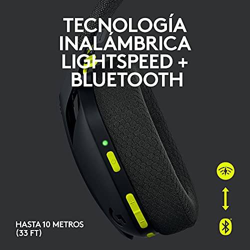 Logitech G435 Auriculares Inalámbricos LIGHTSPEED para Gaming - Ligeros, micrófono integrado, Batería de 18 horas, Compatibles con Dolby Atmos, Bluetooth, PC, PS4, PS5, Móvil - Negro