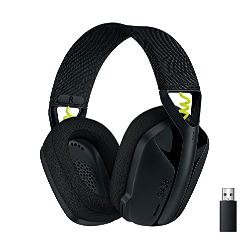 Logitech G435 Auriculares Inalámbricos LIGHTSPEED para Gaming - Ligeros, micrófono integrado, Batería de 18 horas, Compatibles con Dolby Atmos, Bluetooth, PC, PS4, PS5, Móvil - Negro