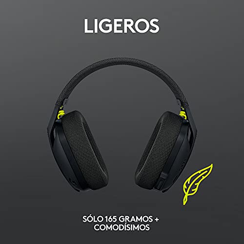 Logitech G435 Auriculares Inalámbricos LIGHTSPEED para Gaming - Ligeros, micrófono integrado, Batería de 18 horas, Compatibles con Dolby Atmos, Bluetooth, PC, PS4, PS5, Móvil - Negro