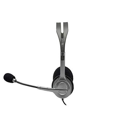 Logitech H110 Auriculares con Cable, Sonido Estéreo con Micrófono Giratorio, Dos Clavijas de Conexión Jack 3,5mm, PC/Mac/Portátil , Negro