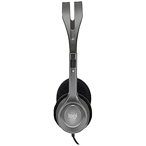 Logitech H110 Auriculares con Cable, Sonido Estéreo con Micrófono Giratorio, Dos Clavijas de Conexión Jack 3,5mm, PC/Mac/Portátil , Negro