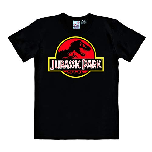 Logoshirt - Pelicula - Parque Jurásico - Logo - Camiseta Hombre - Negro - Diseño Original con Licencia, Talla L