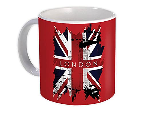 Londres : Taza de Regalo : Bandera Reino Unido Inglaterra Vintage Souvenir Viajes para expatriados - Blanco