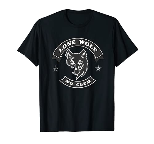Lone Wolf, No Club Motocicleta Biker Club Camiseta