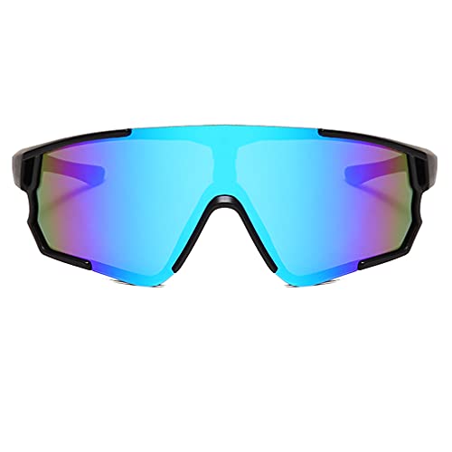 Long Keeper Gafas Ciclismo Hombres Mujeres Gafas de Sol Deportivas Polarizadas Gafas Bicicleta con 3 Lentes Intercambiables para Corriendo MTB (Marco azul-Lente Gris+Amarillo+Azul)