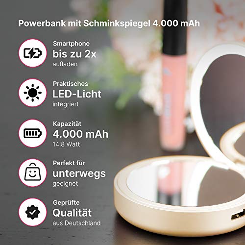 Lotta Power powerbank Make-up Mirror Gold 4000mah