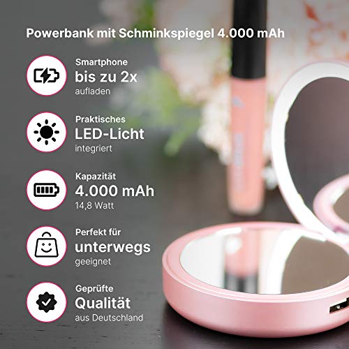 Lotta Power powerbank Make-up Mirror Rose 4000mah