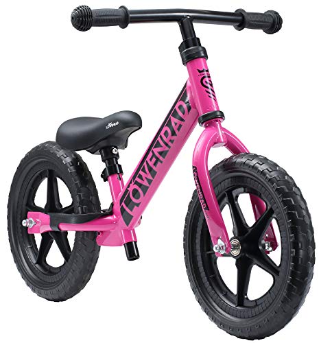 LÖWENRAD Bicicleta sin Pedales para niños y niñas a Partir de 3 - 4 año, Bici 12" Ligero (3KG) con sillín y manubrio Regulable, Berry