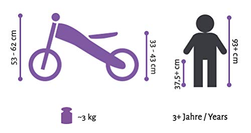 LÖWENRAD Bicicleta sin Pedales para niños y niñas a Partir de 3 - 4 año, Bici 12" Ligero (3KG) con sillín y manubrio Regulable, Berry