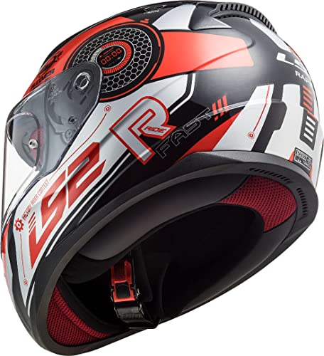 LS2 Rapid Stratus Casco de Moto, Unisex-Adult, Negro Rojo Gris, L