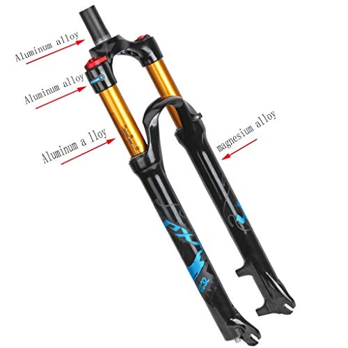 LSRRYD Horquilla Bicicleta 26 27.5 29 In Amortiguador Aire MTB Suspensión Bicicleta Tubo Recto/Cono Hombro/Control Remoto Freno Disco Recorrido 100mm QR 9mm (Color : C, Size : 29inch)