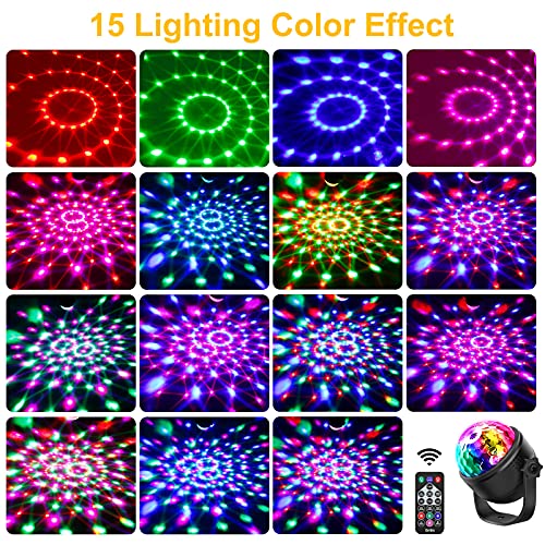 Luces Discoteca, Gritin Activadas por Sonido Bola Discoteca de Luces de Fiesta -15 Colores RGBP Cambio con Control Remoto, con 4M USB Cable Ideal para Cumpleaño, Discoteca, Fiesta