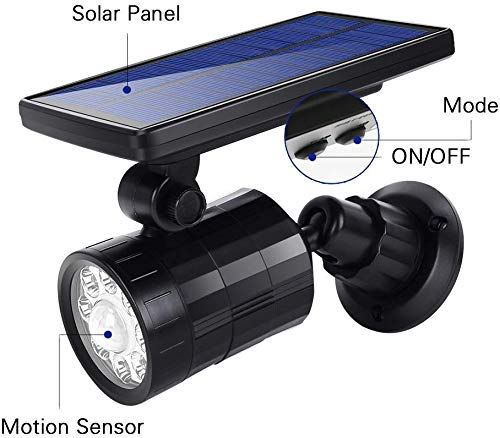 Luces Solares Lamparas Solares 8 LED Apliques de Pared 800 Lumens Ultra Potente, 4 Mode Focos Solares Exterior con Sensor de Movimiento, 360° Ángulo Ajustable Farolas Solares Impermeable IP65