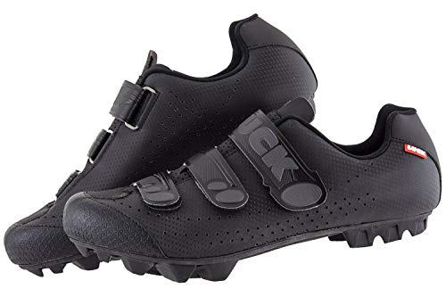 LUCK | Zapatillas Ciclismo MTB Matrix Color Negro Carbón | Hombre y Mujer | Triple Tira de Velcro para Ajuste Óptimo | Suela de Carbono Rígida, Ligera (Negro, 44)