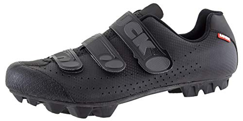 LUCK | Zapatillas Ciclismo MTB Matrix Color Negro Carbón | Hombre y Mujer | Triple Tira de Velcro para Ajuste Óptimo | Suela de Carbono Rígida, Ligera (Negro, 44)