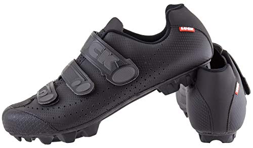LUCK | Zapatillas Ciclismo MTB Matrix Color Negro Carbón | Hombre y Mujer | Triple Tira de Velcro para Ajuste Óptimo | Suela de Carbono Rígida, Ligera (Negro, 44)