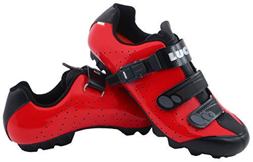 LUCK Zapatillas de Ciclismo MTB ODÍN con Suela de Carbono y Cierre milimétrico de precisión. (44 EU, Rojo)