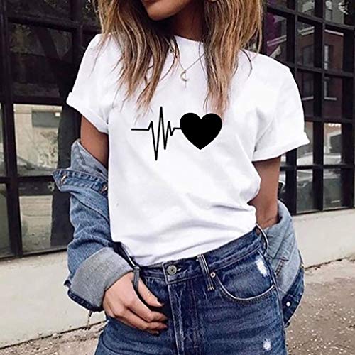 Luckycat Mujeres Camisetas Letras Impresas T Shirt Elegante Manga Corta Túnica Casual Suelto Blusas Camisas Tops