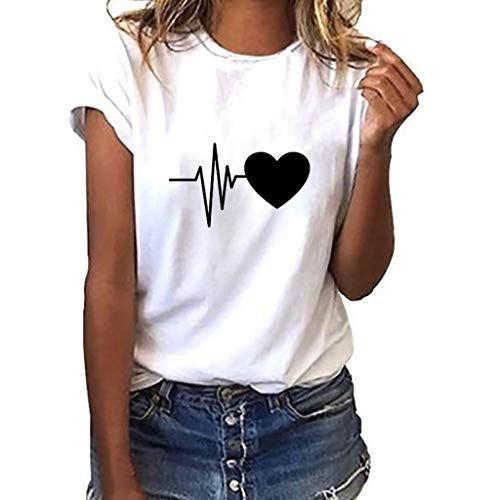 Luckycat Mujeres Camisetas Letras Impresas T Shirt Elegante Manga Corta Túnica Casual Suelto Blusas Camisas Tops