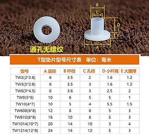 Lueao Cqinju-Arandela Plana M3 M4 M5 M6 M8 M10 T Tipo Lavadoras de Nylon Plástico Juntas de Tornillo cóncavas de Manguito de Eje Aislamiento Pasos de Arandelas Junta, Durabilidad Duradera