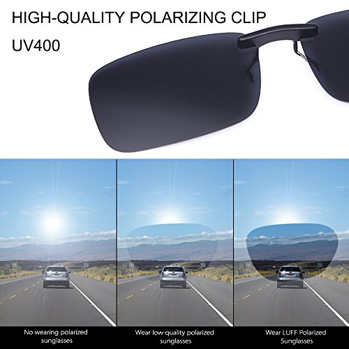 LUFF Polarizado Clip Unisex en Gafas de Sol para Anteojos Recetados-Buen Estilo de Clip Gafas de Sol para la Miopía Gafas al Aire Libre/Conducción/Pescar (Black)