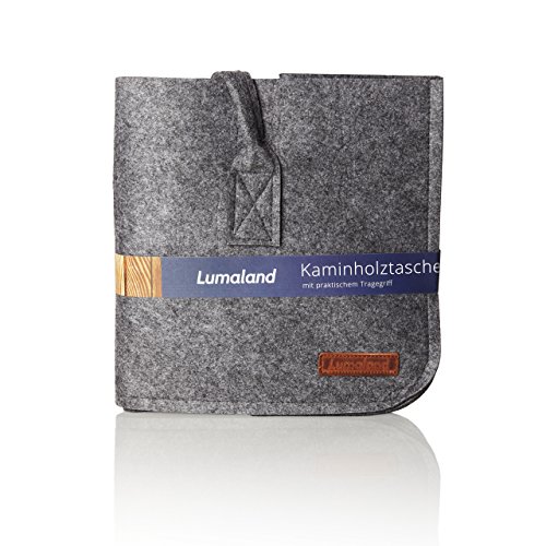 Lumaland Cesta de Fieltro Rectangular para Leña - Bolsa Grande Multiusos con Asas para Almacenamiento de Madera - Leñero Interior para Chimenea - 50 x 25 x 25 cm / Gris Oscuro