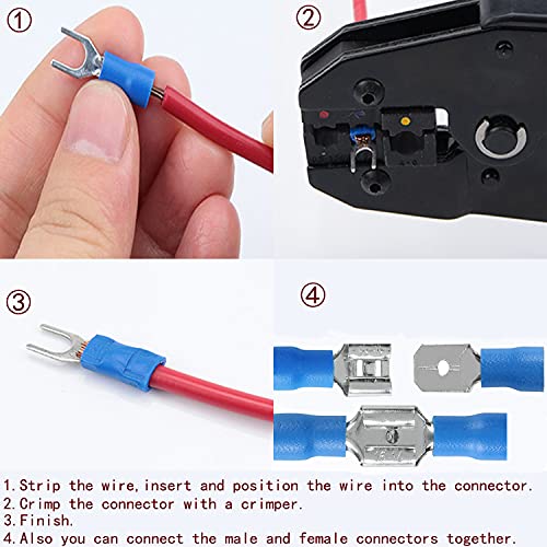 LUOWAN Terminales Eléctricos 280PCS Faston Aislados Faston Terminal Kit,Terminales Faston Doble Macho/Hembra Aislados Crimp Terminal Crimp Connectors,Terminales Cables Electricos Conectores Eléctricos