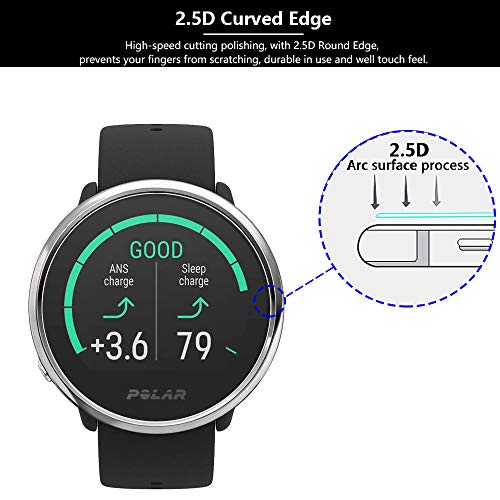 Lusee 3 Piezas Protector de Pantalla para Polar Ignite/Polar Unite Cristal Vidrio Templado [Dureza 9H] [Alta Definición] Resistente a los arañazos/Anti-Huellas Protector de Pantalla