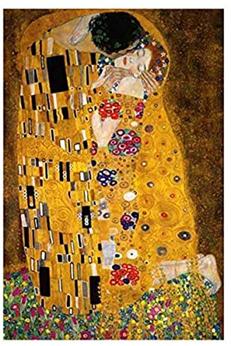 LVGUMM Pintar por Numeros para Adultos Niños Pintura por Números con Pinceles y Pinturas Decoraciones para el Hogar Beso de Gustav Klimt 40*50cm Sin Marco