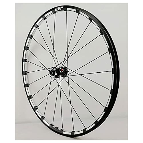 LvTu Bicicleta de Montaña Juego de Ruedas 26 27,5 Pulgadas 15mm / 12mm Eje Pasante Hub, XC MTB Rueda Delantera/Trasera Borde de Doble Pared Freno de Disco (Color : Black hub, Size : 27.5 Inch)