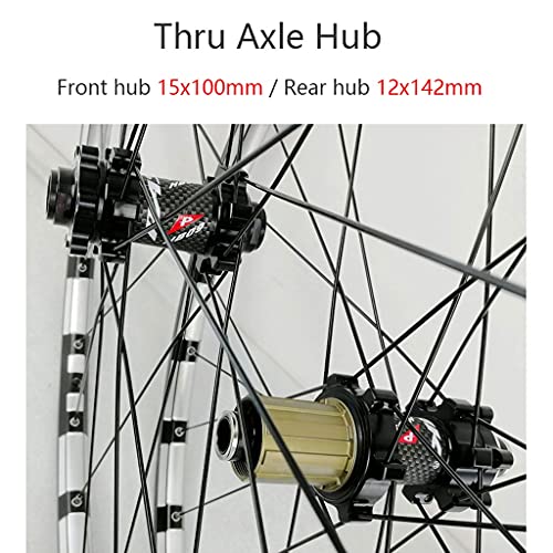 LvTu Bicicleta de Montaña Juego de Ruedas 26 27,5 Pulgadas 15mm / 12mm Eje Pasante Hub, XC MTB Rueda Delantera/Trasera Borde de Doble Pared Freno de Disco (Color : Black hub, Size : 27.5 Inch)