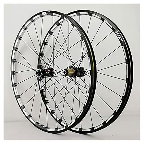 LvTu Bicicleta de Montaña Juego de Ruedas 26 27,5 Pulgadas 15mm / 12mm Eje Pasante Hub, XC MTB Rueda Delantera/Trasera Borde de Doble Pared Freno de Disco (Color : Black hub, Size : 27.5 Inch)