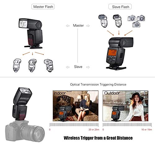 Lwieui Flash Speedlite Wireless TTL Master Slave Flash Speedlite Admite La Actualización De Firmware USB GN58 1/8000s Sincronización De Alta Velocidad para el Retrato de Boda