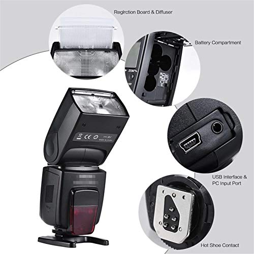 Lwieui Flash Speedlite Wireless TTL Master Slave Flash Speedlite Admite La Actualización De Firmware USB GN58 1/8000s Sincronización De Alta Velocidad para el Retrato de Boda