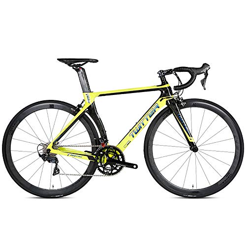 LXZH Specialized Bicicleta de Carretera Carbono, Bicicletas de Carreras 22 Velocidad Shimano R8000 para Hombre Mujer,Amarillo,50CM