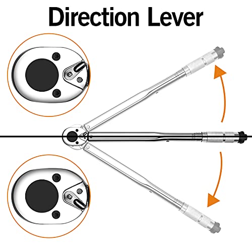 Lytool Llave Dinamométrica 1/2", 28-210 Nm Llave de Torque, Barra de Extensión de 125mm, 3 Tuercas 17mm-19mm-21mm para Coche, Camión, Moto, Bicicleta