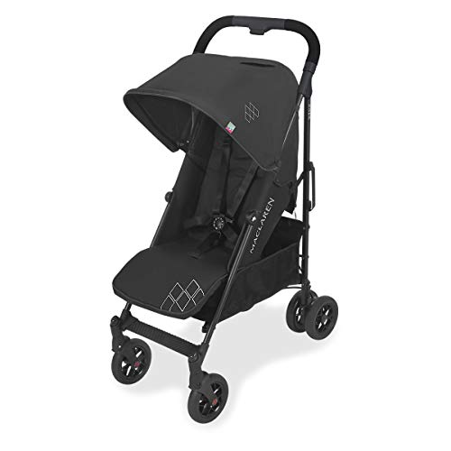 Maclaren Techno Arc silla de paseo tipo paraguas ligero , Para niños de recién nacidos hasta 25 kg, capota extensible con factor UPF 50+ y asiento reclinable, Accesorios incluidos, Negro