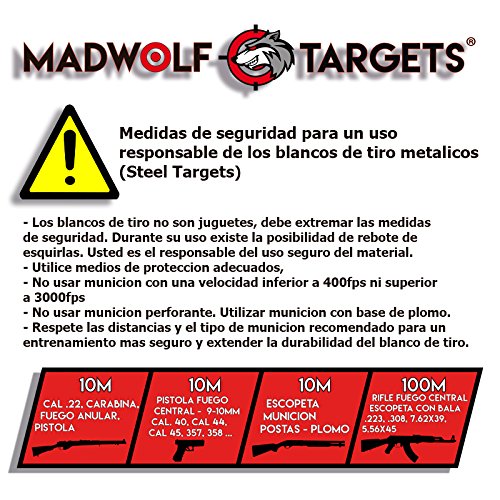 Madwolf Targets Diana metálica de Acero Resistente para Tiro. Steel Target Tarjeta Mini IPSC. Blanco de Tiro de Metal
