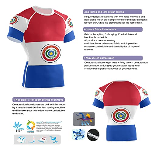 Magnesis Camiseta de compresión de manga corta para hombre de la bandera de Paraguay