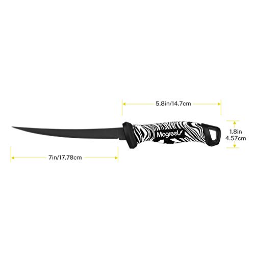 Magreel Cuchillo de Pesca Cuchillo de Chef Profesional de 17cm/22cm Cuchillo de Acero Inoxidable con Piedra de Afilar Mango Antideslizante