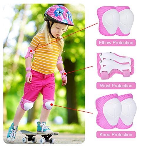 MAIGG Juego de Rodilleras Protectoras para niños de 3 a 8 años, Rodilleras y Coderas con Protectores de muñeca 6 en 1 para Patinaje, Ciclismo, Scooter, Patinaje