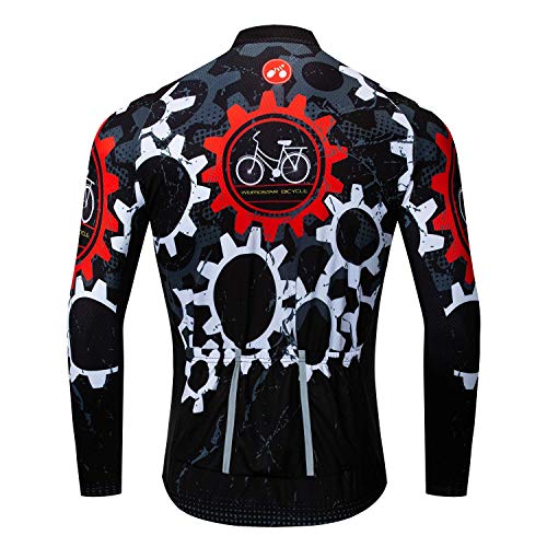 Maillot de ciclismo para hombre, transpirable, de manga larga, reflectante, top con cráneo, negro y blanco, Primavera., Hombre, color Negro , tamaño large