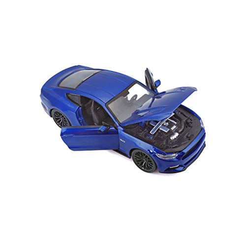 Maisto Ford Mustang GT (2015): Maqueta de Coche a Escala 1:24, Puertas y capó movibles, 20 cm, Color Azul (531508B)