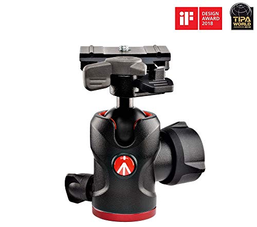 Manfrotto Cabeza de Bola Compacta 494, Cabeza de Bola de Fluida para Trípode, Estabilizador de Cámara, Equipo de Fotografía para Creación de Contenido, Fotografía