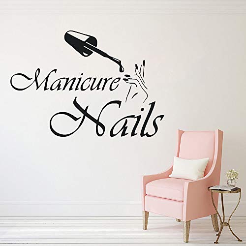 Manicura nail logo calcomanías de vinilo de pared para salón de uñas nail polish studio shop extraíble ventana de vinilo decoración de la pared del hogar pegatinas A9 57x40cm